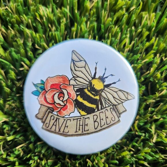 Set of 3 Button Pins Round Pin Lapel Pinback Beekeeping Honeybees Bee Save the B - Picture 2 of 8